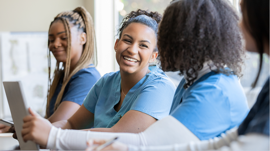 Nurse laughing